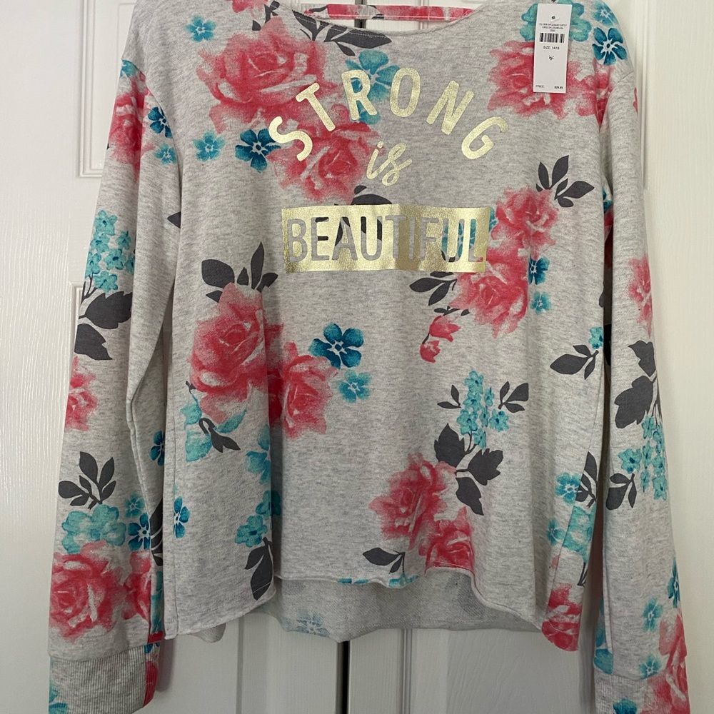 Justice Floral Sweatshirt “Strong is Beautiful”